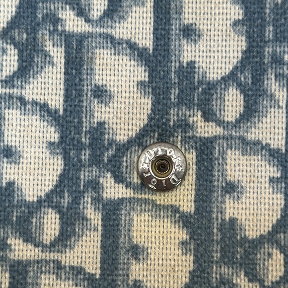 Dior Oblique Heart Lock Charm Wallet Blue Cream Authentic Bifold EUC - Picture 12 of 16